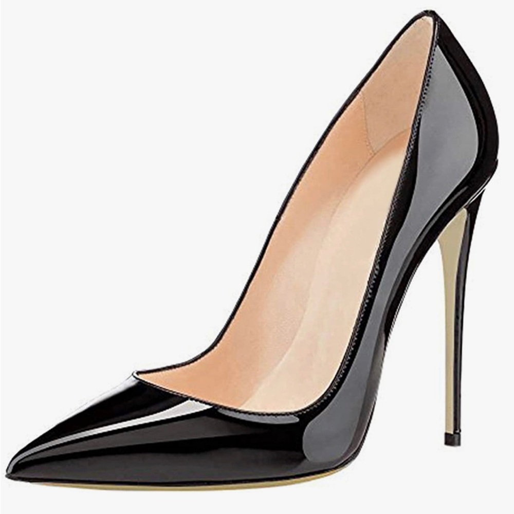 Coleter Black Patent Leather Stiletto Pump Heels Size 7.5